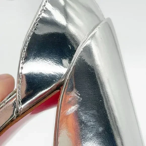 Christian Louboutin Daisy Spike Metallic Silver Ankle Cuff Sandals EU 37.5 - Picture 11 of 15